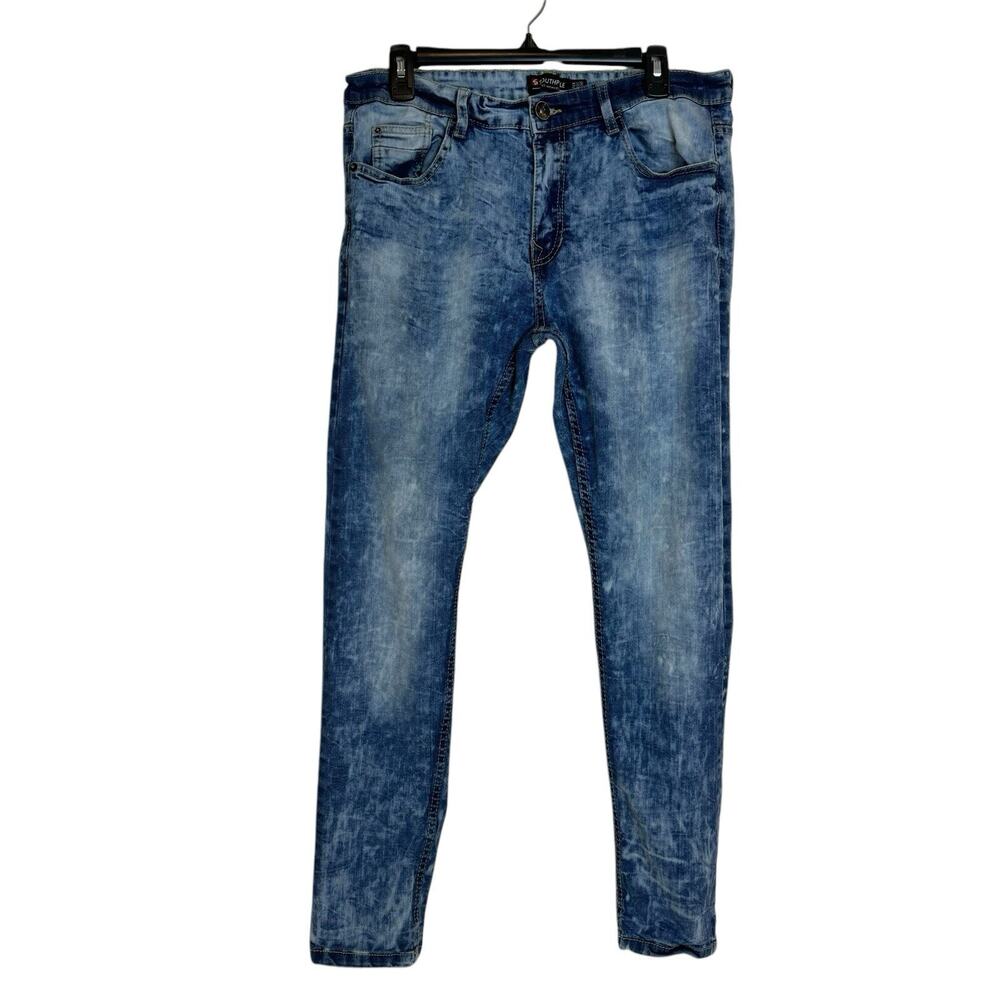 Southpole Acid Wash Mens Super Skinny Jeans 34x30 Retro Skater Y2k White Tag Hip